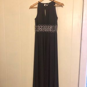 Dark Purple Bridesmaid Dress with Silver Beading